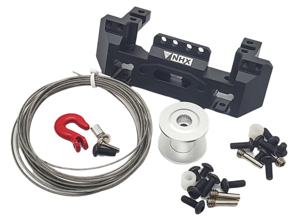 NHX RC Aluminum Front Bumper Winch Servo Mount w/ 25T Servo Horn & Rope Hook : TRX-4