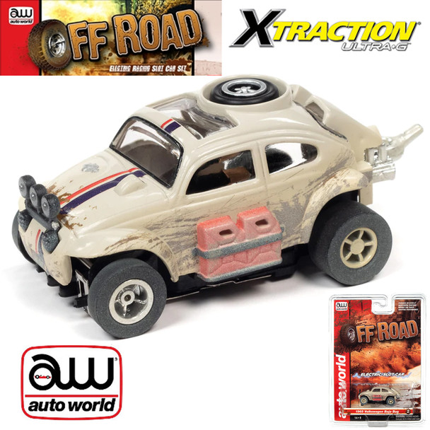 Auto World X-Traction 1965 Volkswagen Baja Bug White HO Scale Slot Car