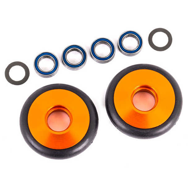 Traxxas 9461A Aluminum Wheelie Bar Wheels Orange (2) : Bandit/Rustler/Stampede