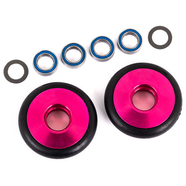 Traxxas 9461P Aluminum Wheelie Bar Wheels Pink (2) : Bandit/Rustler/Stampede