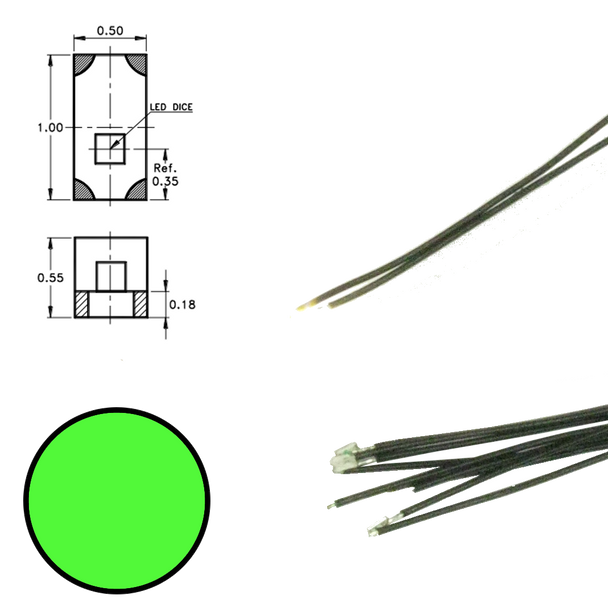 Digikeijs DR60090 Green 0402 LED to Wire w/ Resistor