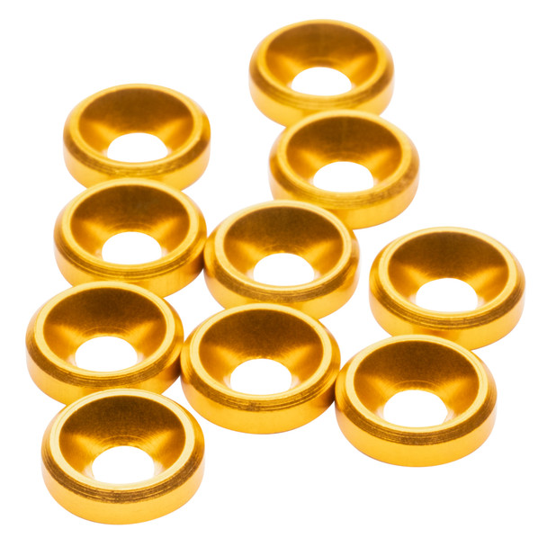 1Up Racing 80369 Premium Aluminum Countersunk Washers - Gold (10Pcs)