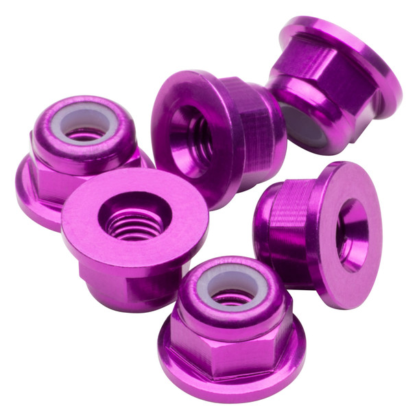 1Up Racing 80524 Premium Aluminum Locknuts M3 Flanged - Purple (6Pcs)