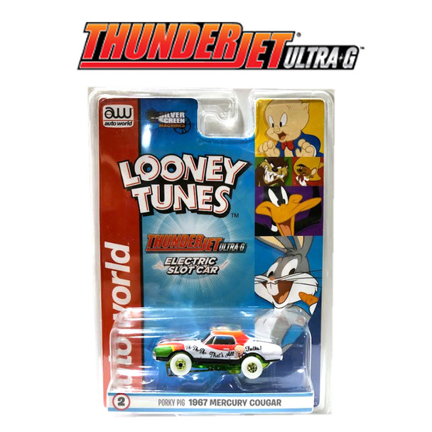 Auto World Thunderjet R33 Porky Pig - 1967 Mercury Cougar iWheels HO Slot Car