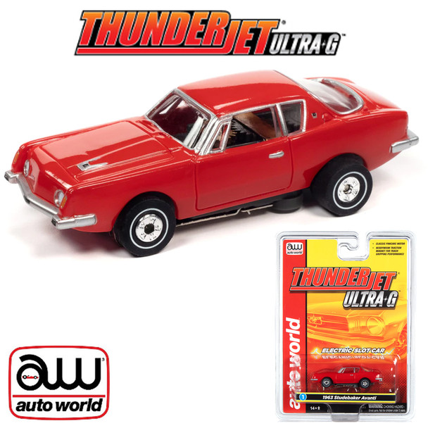 Auto World Thunderjet R34 1963 Studebaker Avanti Red HO Slot Car