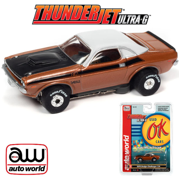 Auto World Thunderjet Ok Used Cars 1970 Dodge Challenger T/A Burnt Orange HO Slot Car
