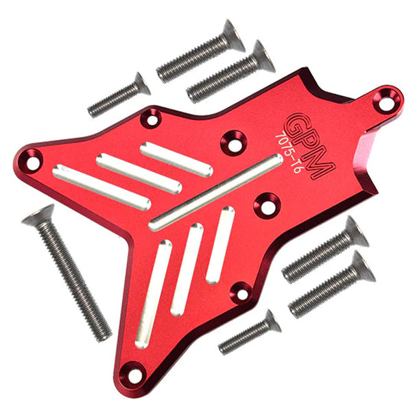 GPM Racing Aluminum 7075-T6 Rear Chassis Protection Plate Red : 1/8 Sledge