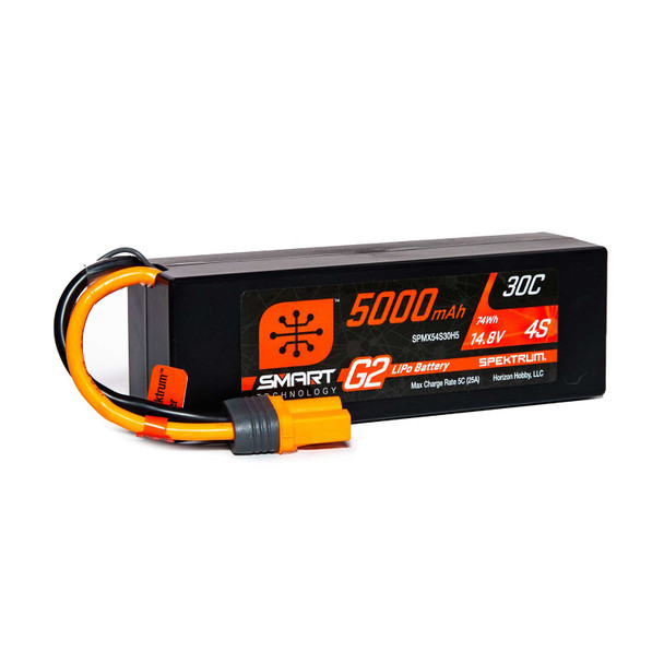Spektrum SPMX54S30H5 14.8V 5000mAh 4S 30C Smart G2 Hardcase LiPo Battery : IC5