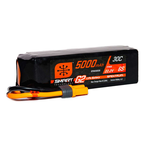 Spektrum SPMX56S30 22.2V 5000mAh 6S 30C Smart G2 LiPo Battery : IC5