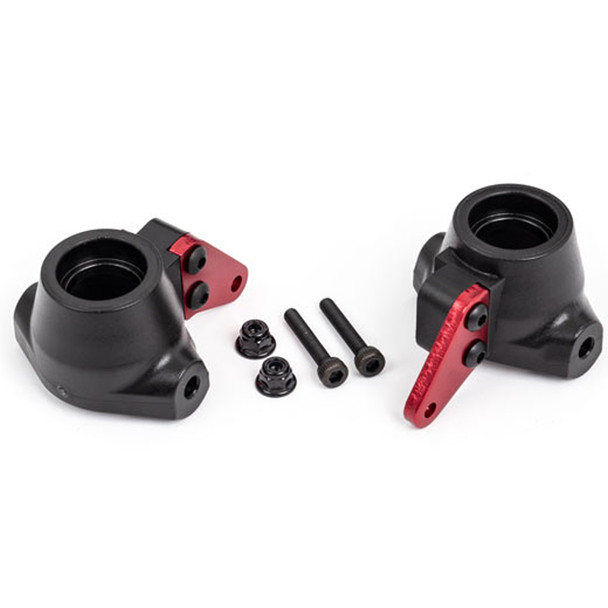 Traxxas 9637R Aluminum Left & Right Steering Blocks Arms Red : Sledge