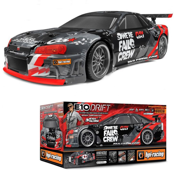 HPI 120091 1/10 E10 Drift Fail Crew Nissan Skyline R34 4WD GT-R RTR Racing Car