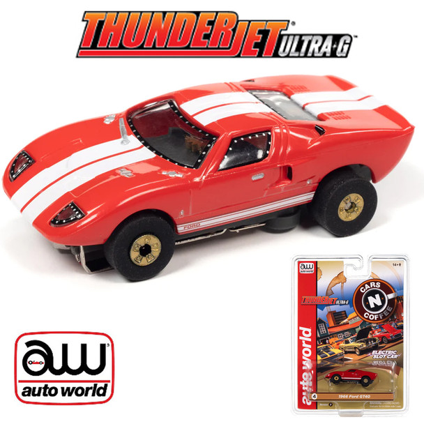 Auto World Thunderjet Cars N Coffee 1966 Ford GT40 Red HO Scale Slot Car
