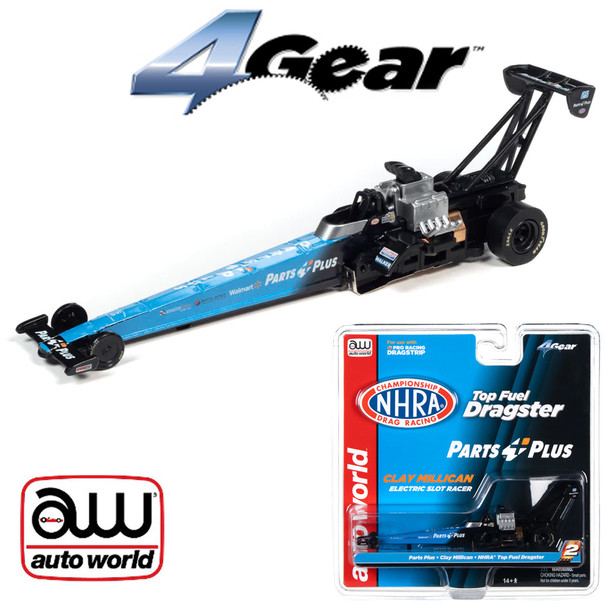 Auto World 4Gear NHRA R27 Clay Millican - Parts Plus Top Fuel Dragster HO Slot Car