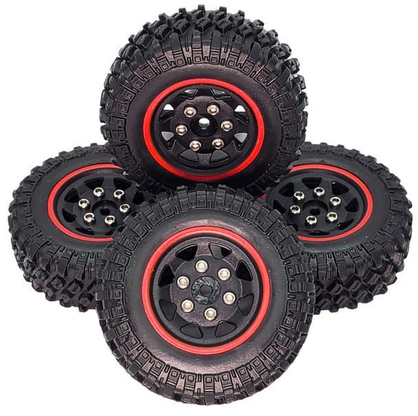 NHX RC 1.0'' Plastic Wheel & Soft Tire (4)-Red : SCX24