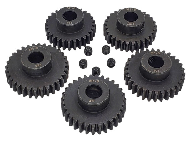 NHX RC MOD1 8mm Bore Hardened Steel Pinion Gears: 28T, 29T, 30T, 31T,32T