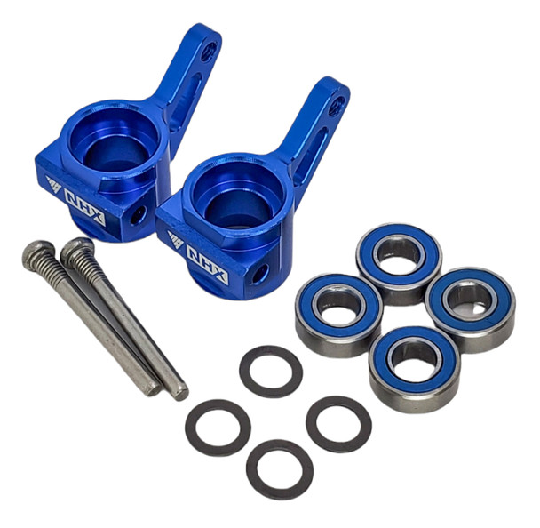 NHX RC Alum Front Steering Knuckles w/ Bearings -Blue:1/10 2WD Slash/Stampede/Rustler/Bandit