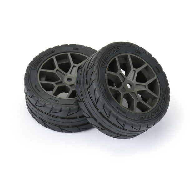 Pro-Line 10204-10 1/8 Vector S3 F/R 35/85 2.4" Belted Mounted Tires 14mm Gray: Vendetta