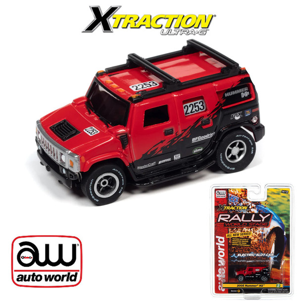 Auto World Xtraction Rally 2005 Hummer H2 Red HO Scale Slot Car