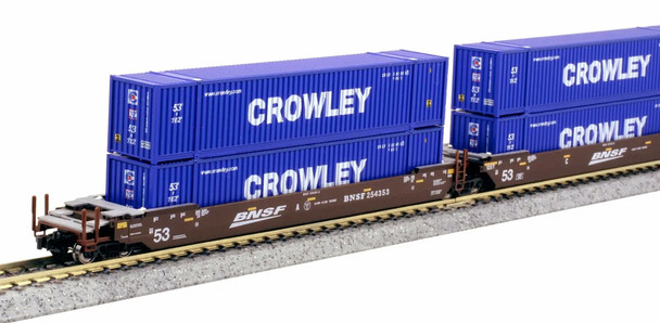 Kato 106-6182 MAXI-IV 3-Unit Well Cars w/ Crowley Containers #254353 N Scale