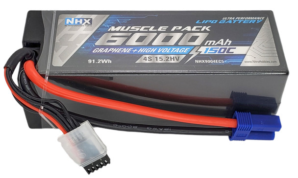 NHX RC 4S 15.2V 6000mAh 150C HV + Graphene LiPo Battery w/ EC5 Hardcase