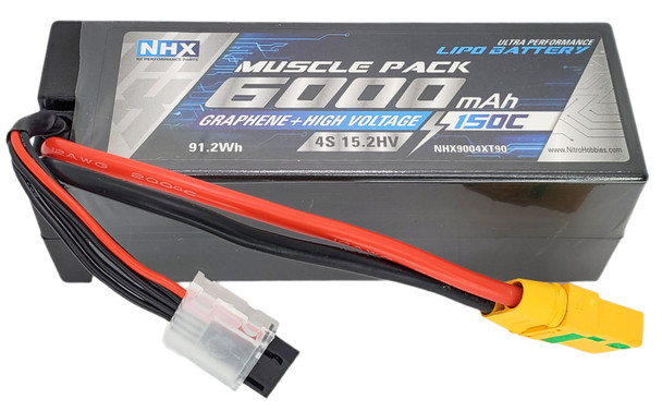 NHX RC 4S 15.2V 6000mAh 150C HV + Graphene LiPo Battery w/ XT90 Hardcase
