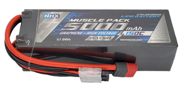 NHX RC 3S 11.4V 5000mAh 150C HV + Graphene LiPo Battery w/ Deans Hardcase