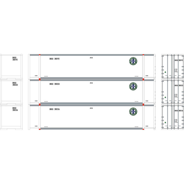 Athearn ATH27697 RTR 48' Container - BNSF #2 (3) HO Scale