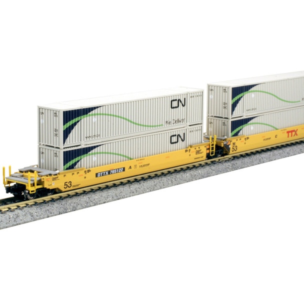 Kato 106-6183 MAXI-IV 3-Unit Well Cars w/ CN Containers TTX #765122 N Scale