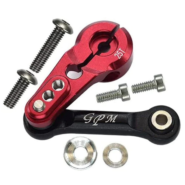 GPM Racing Aluminum 6061-T6 Tie Rod + 25T Servo Horn Red : 1/8 Sledge