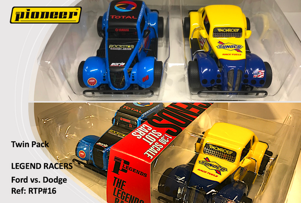 Pioneer RTP#16 Legends Racers Twin Pack Ford vs Dodge Slot Car 1/32 Scalextric DPR