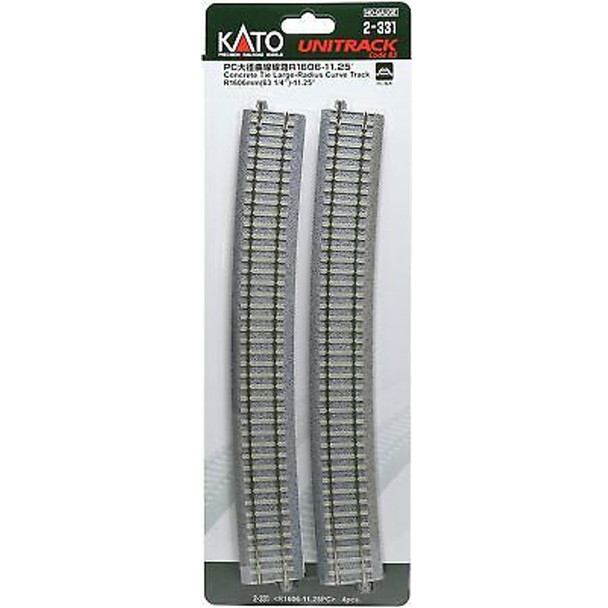 Kato 2-331 Concrete Tie Large-Radius Curve Track - R1606mm (4) HO Scale