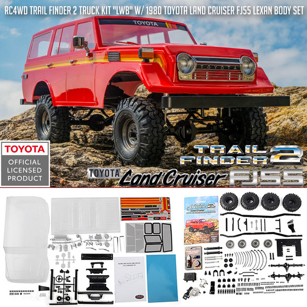 RC4WD Trail Finder 2 Truck Kit "LWB" w/1980 Toyota Land Cruiser FJ55 Lexan Body Set Z-K0068