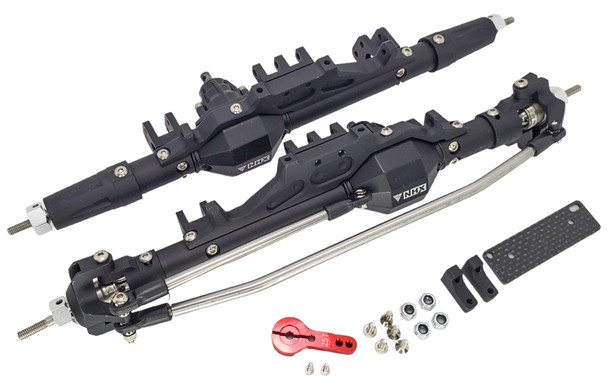 NHX RC V2 Alum Axle w/ Heavy Duty Gears & Truss & Steering Knuckle - Black for Axial Wraith / RR10