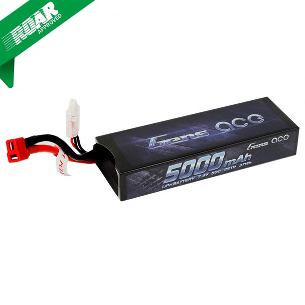 Gens Ace 2S 5000mAh 7.4V 50C 2S1P HardCase Lipo Battery Pack with Deans Plug