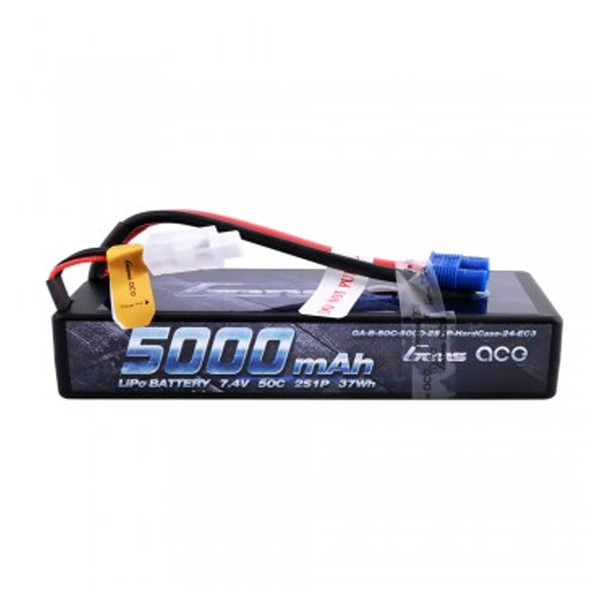 Gens ace 5000mAh 7.4V 50C 2S1P HardCase Lipo Battery Pack 24# w/ EC3 Plug
