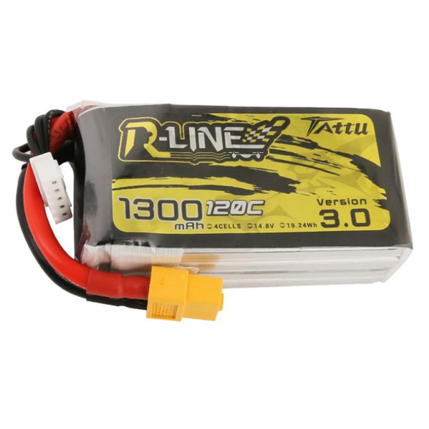 Tattu R-Line Version 3.0 1300mAh 14.8V 120C 4S 1P Lipo Battery Pack w/ XT60 Plug