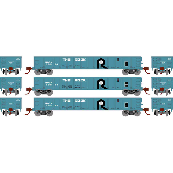 Athearn ATH3560 52' Mill Gondola - Rock Island (3) Freight Cars N Scale