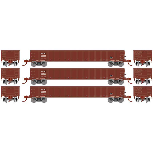 Athearn ATH3568 52' Mill Gondola - Washington Central (3) Freight Cars N Scale