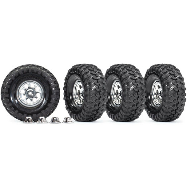 Traxxas 8183X Canyon Trail Tires w/ 8-Hole Chrome Mag Wheels (4) for TRX-4