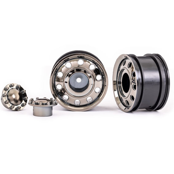 Traxxas 8876 Front 2.2'' Black/Chrome Wheels (2) w/ Center Caps for TRX-6