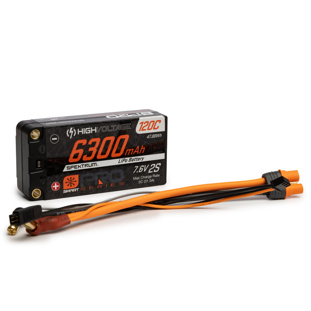 Spektrum 7.6V 6300mAh 2S 120C Smart Pro Race Shorty Hard Case Lipo Battery