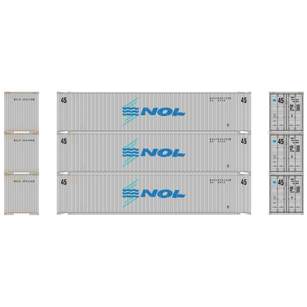 Athearn ATH17893 45' Container - NOL #2 (3) N Scale