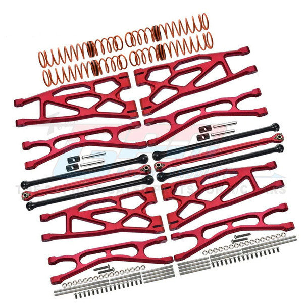 GPM Alum Suspension Arms + Steering Rods + Dog Bones Combo Red for Widemaxx X-Maxx