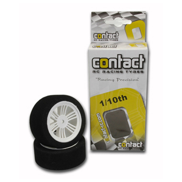 Contact RC J1424505 1/10 Front  Foam Tires Compound 42/45Shore White Wheels (2)