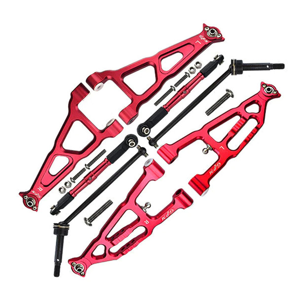 GPM Alum Combo Set B (Suspension Arms + Turnbuckle + CVD Shaft) Red for Baja Rey