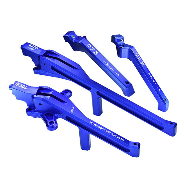 GPM Aluminum Upgrade Combo Set B (Front+Rear Chassis Brace) Blue for Sledge