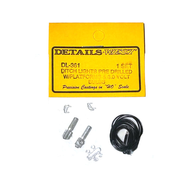 Details West DL-361 Ditch Lights - Predrilled w/ Platform & 3-Volt Bulbs HO Scale