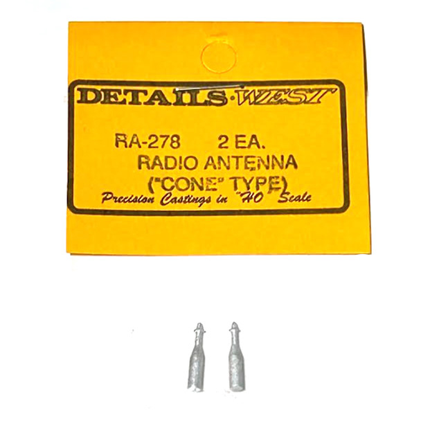 Details West RA-278 Radio Antenna - "Cone" Type (2) HO Scale