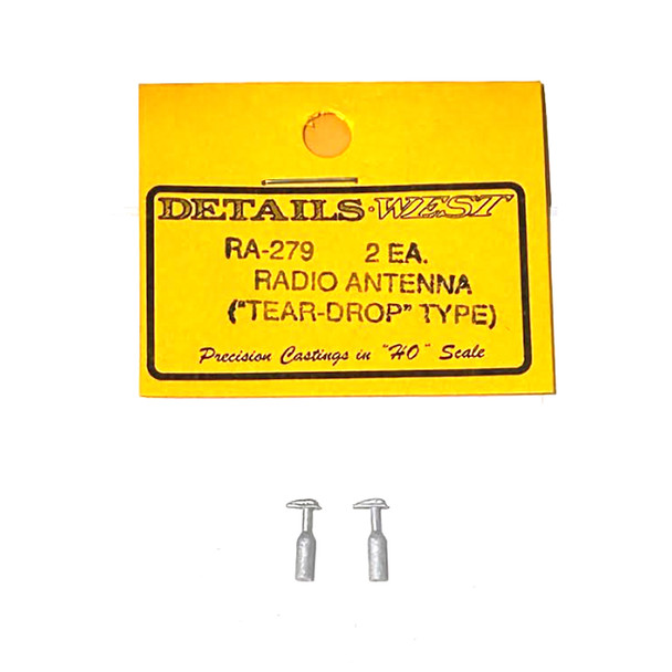 Details West RA-279 Radio Antenna - "Tear Drop" Type (2) HO Scale