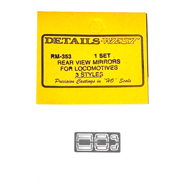 Details West RM-353 Rear-View Mirrors for Locomotives - 3 Styles HO Scale